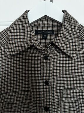 Banana Republic Plaid Shacket in Brown and Black